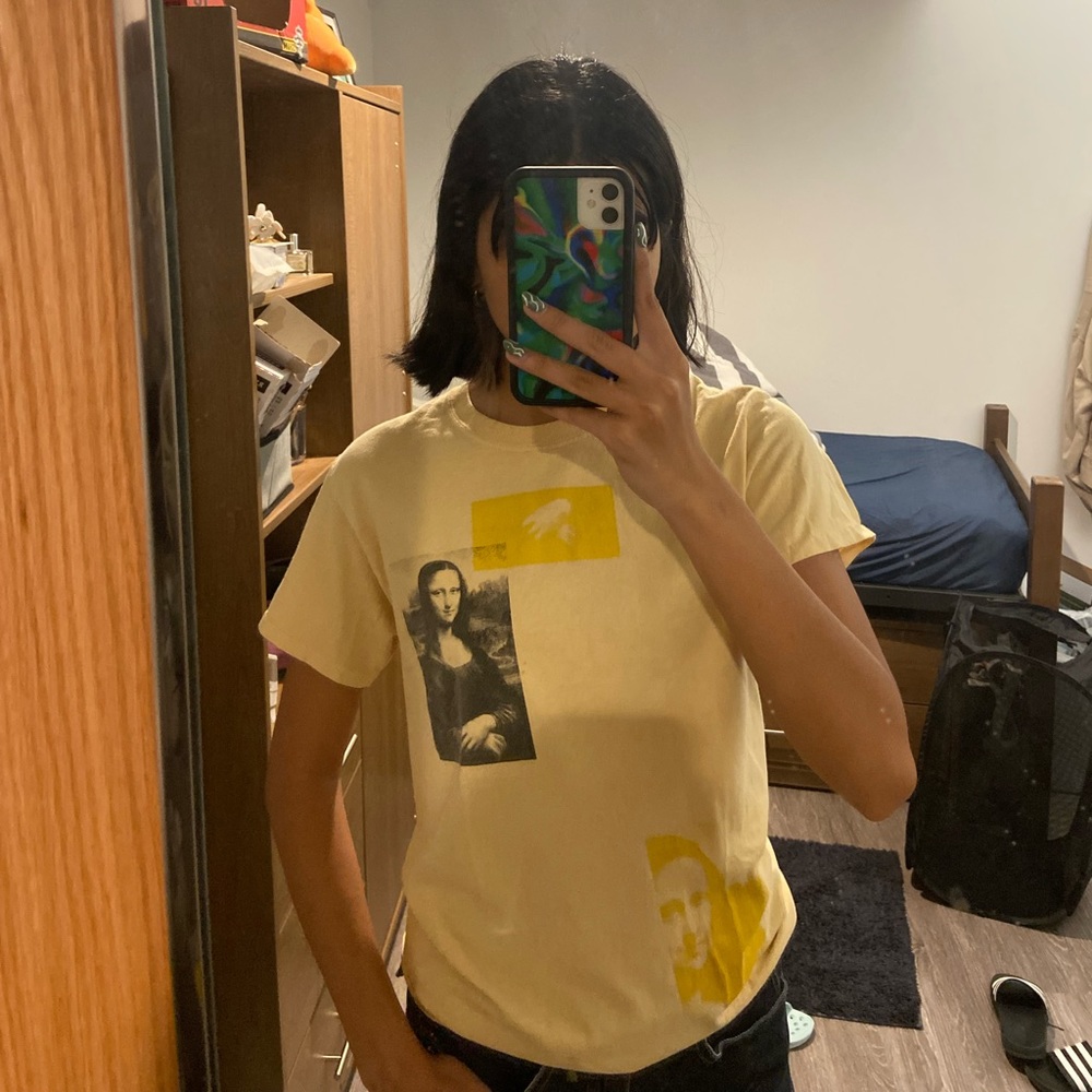 MAD engine Mona Lisa graphic yellow tee